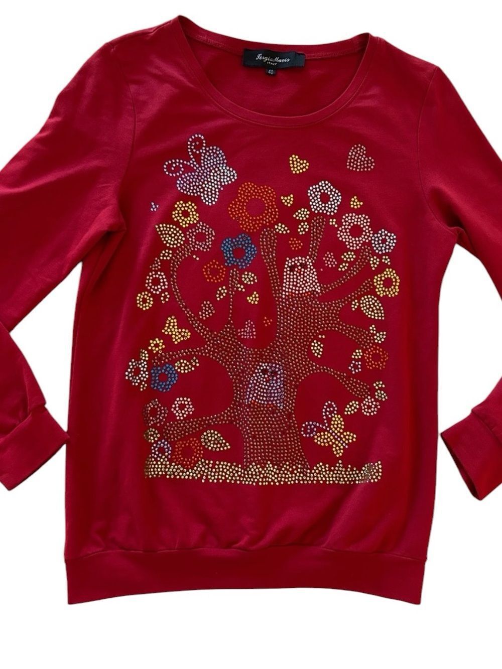 Sergio Mavis Italy Embellished Tree /owl Sweatshirt 40/ small